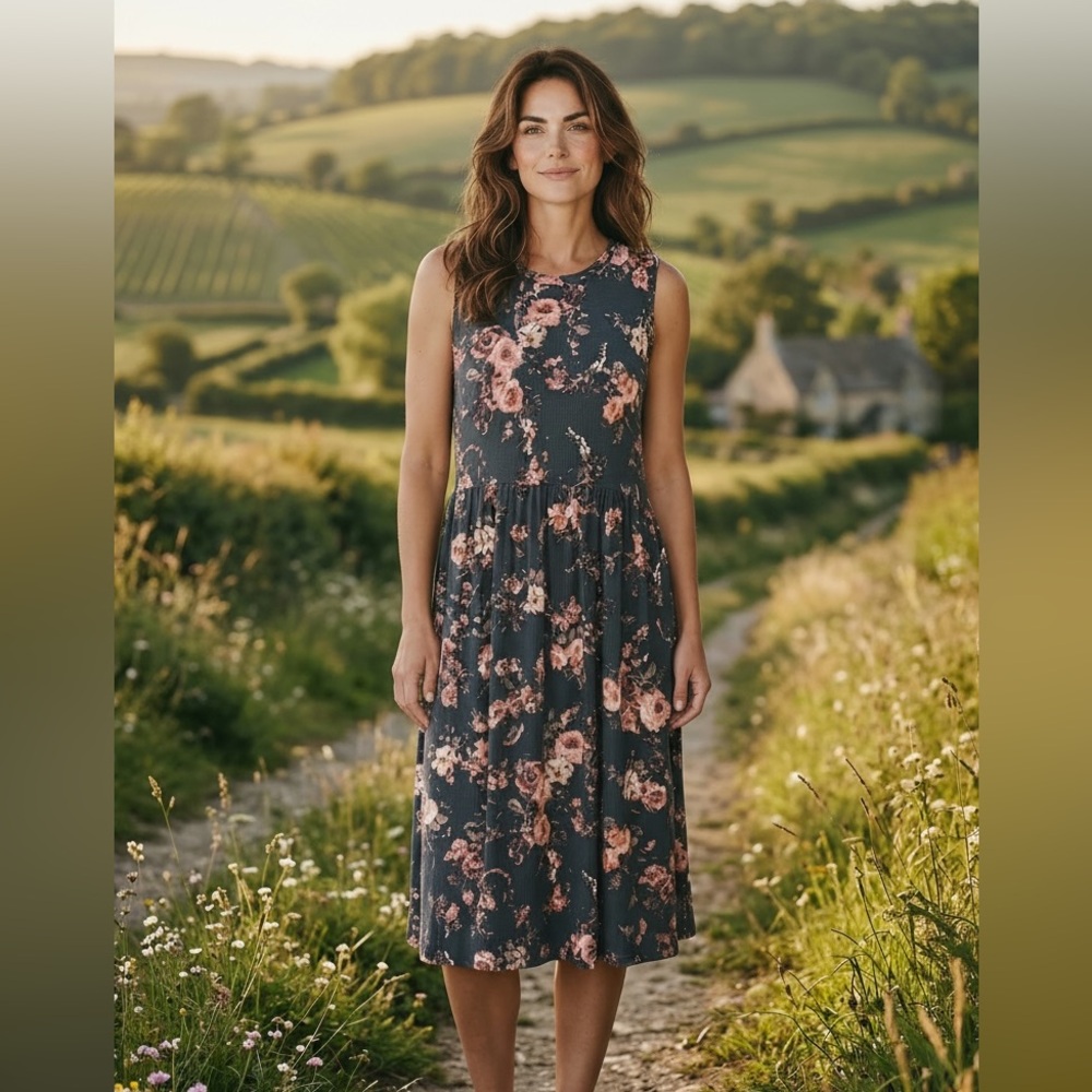 Maurices Floral Midi Dress - Black and Rose